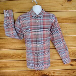 Tallia Dress Shirt Mens Sz 2XL Multicolor Plaid Cotton Point Collar Long Sleeves